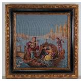 Large Framed Venetian Needle Point Wall Tapestry
