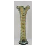 Imperial Green Carnival Ripple Wing Vase 9.25"