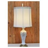 Porcelain vase Table Lamp w/ Floral Embossing
