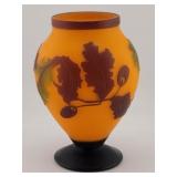 Acorn Pattern Cameo Style Glass Vase