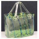 Hand Blown Murano Style Art Glass Hand Bag Purse