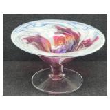 Ron Hinkle Signed Art Glass 3.5" Compote Dish