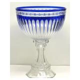 Large Old Williamsburg Cobalt Cut to Clear Compote
