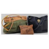 Leather 2 Tone Handbag / Purse, Black w/ Gold ...