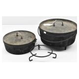 (2) Aluminum Dutch Ovens: Footed & With Stand