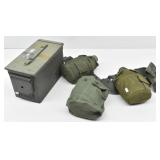 US Military Ammo Can & 3-Covered Canteens