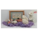 EASTER DECOR: Bunny Figurines, Picture, & Carrots