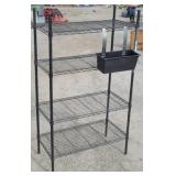 Black Wire Shelf Unit w/ Hanging Basket 5 2"