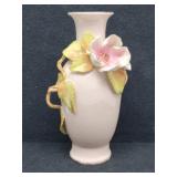 Vee Jackson Porcelain Applied Magnolia Flower Vase