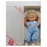 1986 Zapf Creation Soft Girl Doll Blue Coveralls