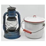 Dietz D-Lite Oil Lantern & Enamelware Pot w/ Lid
