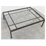 Huge Leaded Glass & Metal Coffee Table