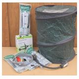 Revolving Sprinkler, Tree Ties, Folding Trash Can,