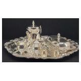 Classy Silver Plate Serving Tray, Butter Dish...