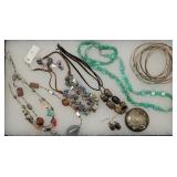 (8pc) Jewelry: Shell-Polished Stone-Turquoise-...