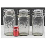 (3) Ideal Ball Lidded 1 gal. Jars (2 Antique...