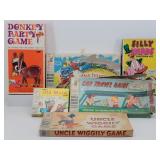 (6) Vintage Games: Uncle Wiggly, Old Maid, ...