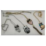 (4) Bold Owl Necklaces
