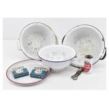 Vintage Enamelware Colanders / Strainers, Plate...