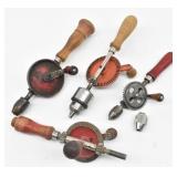 (4) Hand Drills Vintage Egg Beater Style