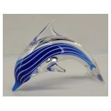 Sleek Murano Style Art Glass Dolphin Figurine