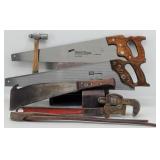Hand Saws, Pipe Wrench, Blacksmith Tongs, Sugar...
