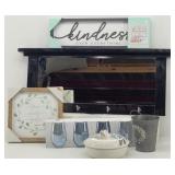 Home Decor Lot: Wall Mounted Mirror Coat Rack,...