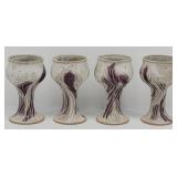 Set of 4 Stoneware Pottery Goblets