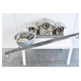 Rustic Bird Houses, Single Tree, Rocks