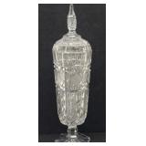 Stunning Tall Lidded Crystal Pedestal Jar / Dish