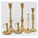 (6) Stylish Brass Candle Holders