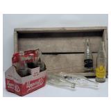 Antique Wood Tray, Upper 10 Soda Carrier, Bottles,