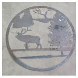 Elk Wildlife Round Metal Wall Art 29' Dia.