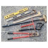 Pry Bar, Sledge Hammer, Bolt Cutter, Axe, Levels