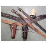 Tooled Leather Gun Belt, Holster & Belt + 2 Belts