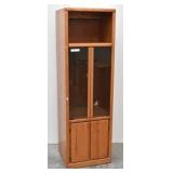 Oak Cabinet w/ Smoke Glass Doors