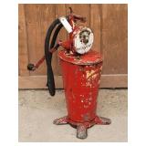 Vintage Hand Pump Grease / Oil Container & Hose