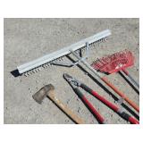 Aluminum Landscape Rake, Leaf Rake, Bypass Loppers