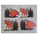 (4) Metal Art Moose & Bear Wall Decor