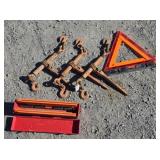 (3) Ratchet Chain Binders & Safety Triangles