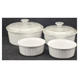 (4) Corning Ware Casseroles w/ 2 Lids