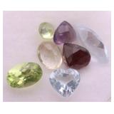 (7) Garnet, Quartz, Amethyst, Aquamarine, & ...