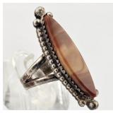 Signed Bill K Old Pawn Navajo Sterling Jasper Ring