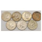 (7) 1965-1969 Kennedy 40% Silver Half Dollars