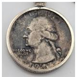 1947 Washington 90% Silver Quarter w/ Chain