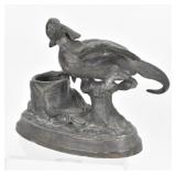 Bronze Pheasant Inkwell Figurine
