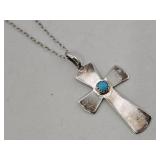 SC Sterling & Turquoise Cross Necklace 2.551 gtw