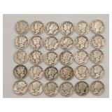 (30) 1918-1945 Mercury 90% Silver Dimes