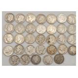 (33) 1907-1964 90% Silver Dimes