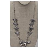 Signed Sterling Running Horses Necklace - 50 g